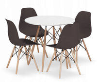 Set tavolo rotondo bianco Valora KOVA TODI 80 + 4 sedie caffè OSAKA