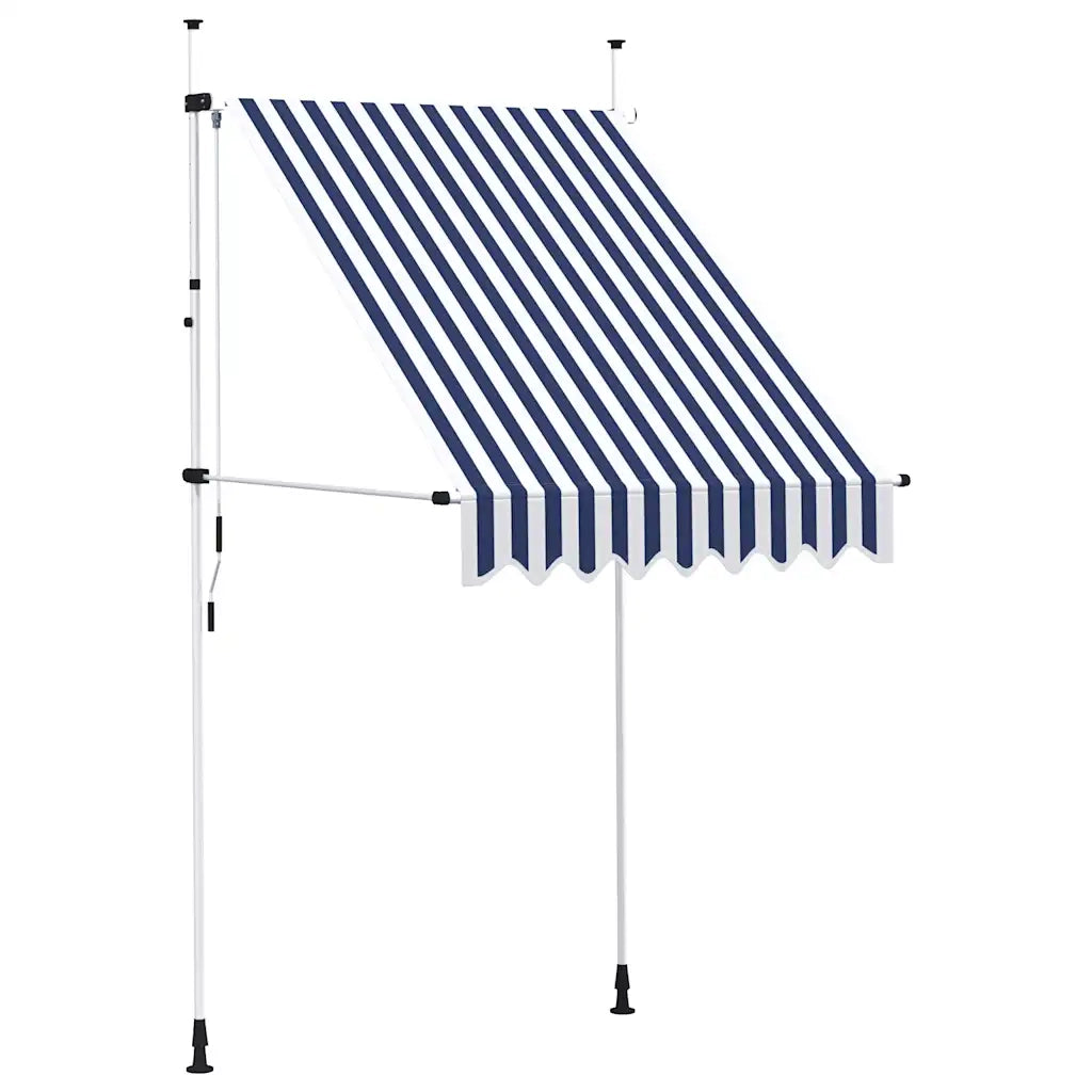 Tenda da Sole | Tenda parasole Retrattile Manuale 150 cm a Strisce Blu e Bianche