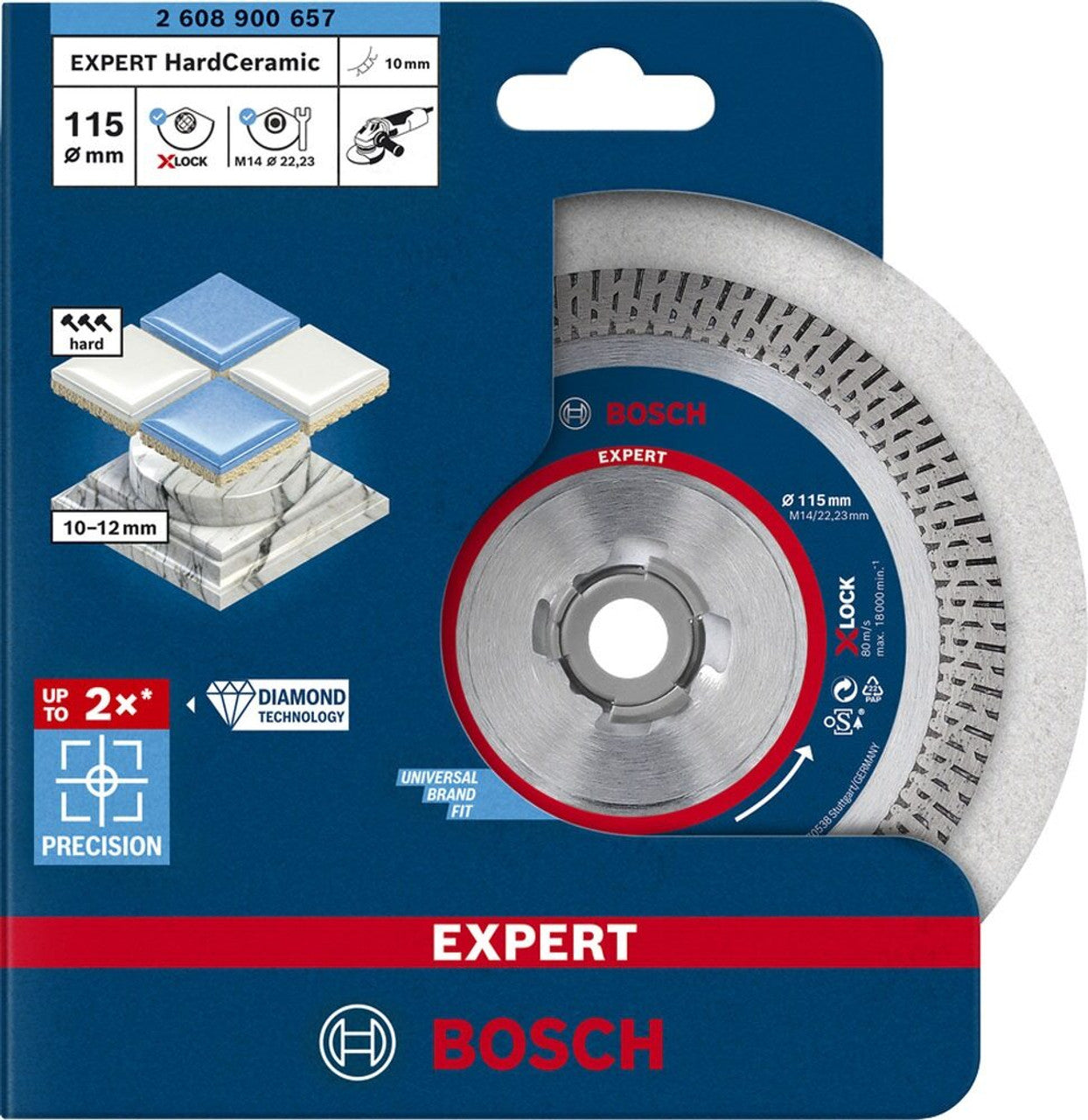 Bosch Expert HardCeramic X-LOCK Disco Diamantato per Taglio Ceramica 115 mm - 2608900657