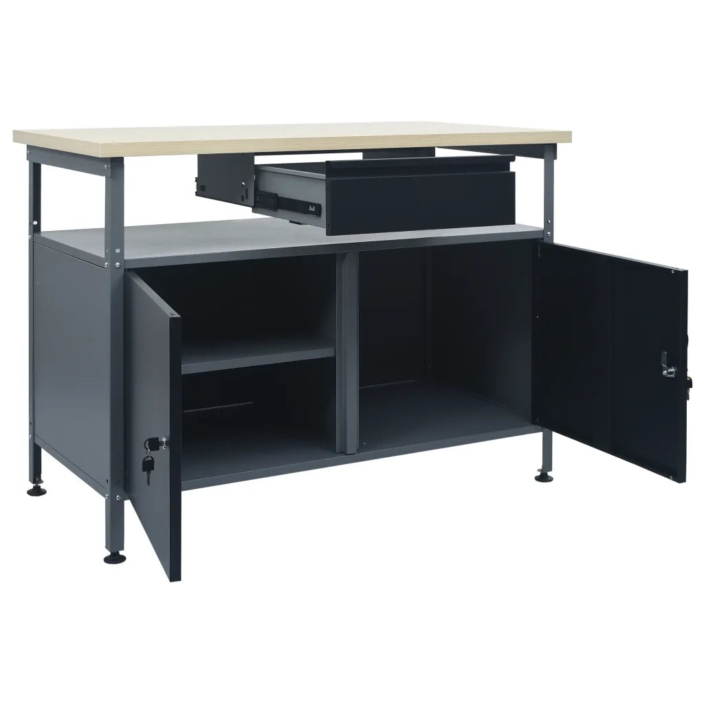 Banco da Lavoro Nero 120x60x85 cm in Acciaio 145345