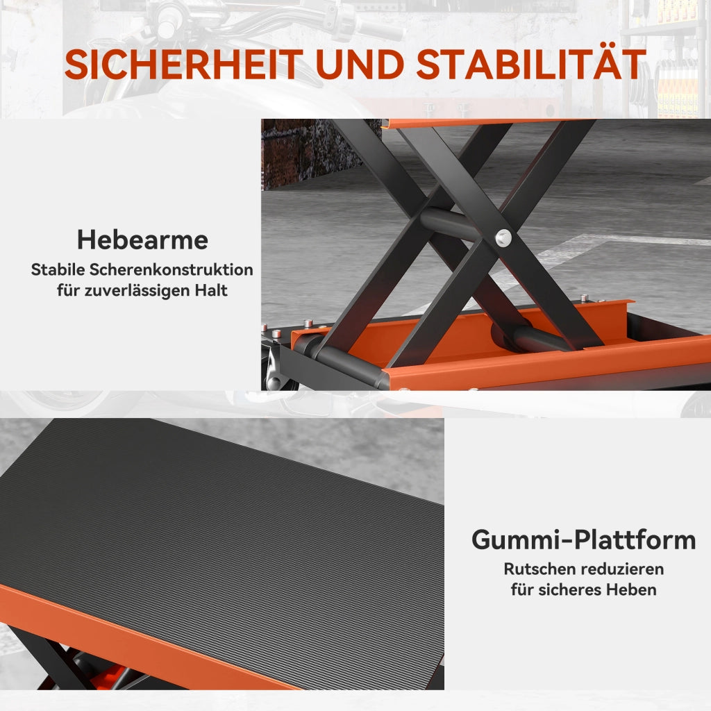 Cric per Moto ¨C Zephmum ¨C Carico 500 kg, Altezza Regolabile 135-390 mm, Arancione