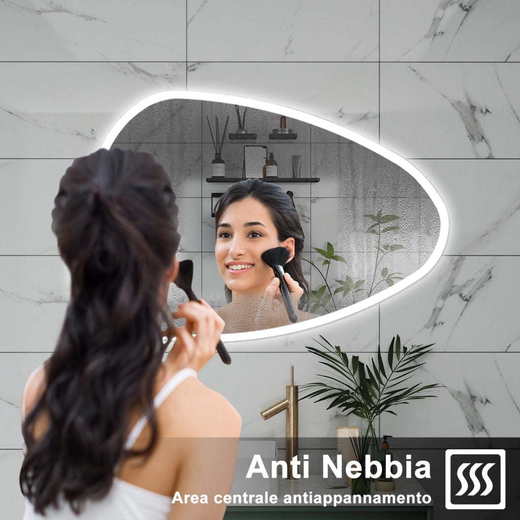 AICA Specchio da bagno 120 x 80 cm, dimmerabile, Funzione Memoria, antiappannamento, 3 colori