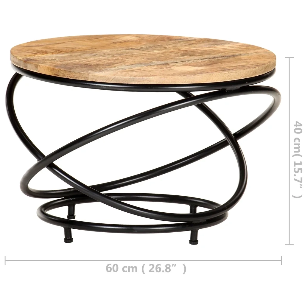 Tavolino Nero 60x60x40 cm in Legno Massello di Mango Grezzo 321935