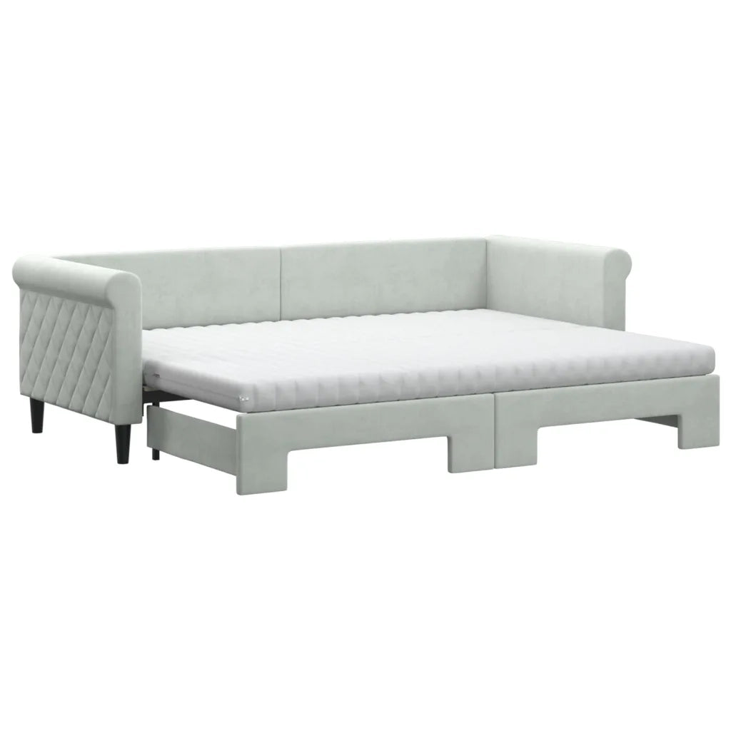 Divano Letto Estraibile Materassi Grigio Chiaro 80x200 Vellutocod mxl 106618