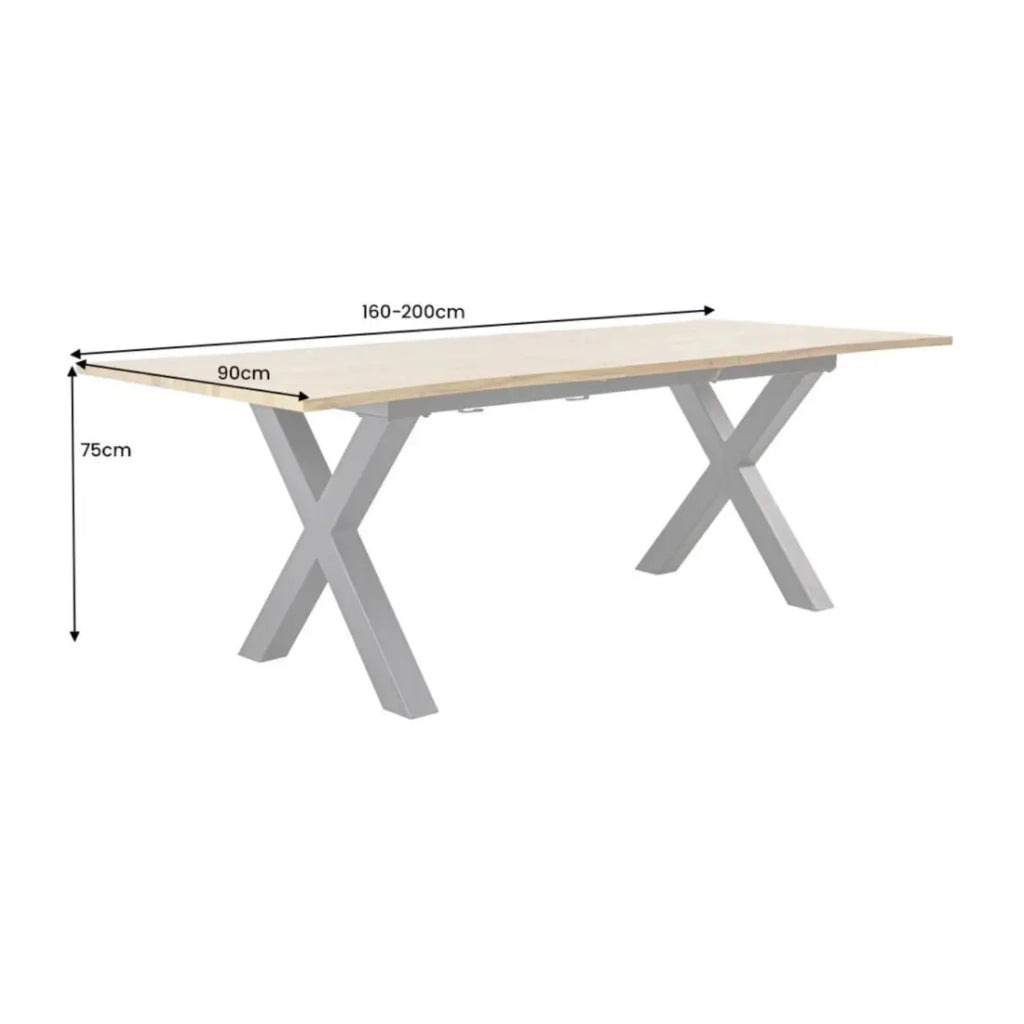 Tavolo da pranzo RIVET - Estensibile 160 a 200 cm - Legno e metallo nero - Stile industriale