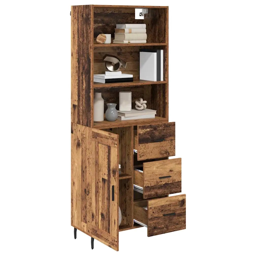 Credenza con Cassetto-Buffet-Armadio da cucina Legno vecchio 69,5 x 34 x 180 cm 639024