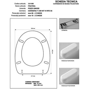 Copriwater pozzi ginori pratika bianco cerniera cromo-sedile-ass