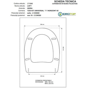 Copriwater hidra loft bianco is cerniera cromo-sedile-asse wc