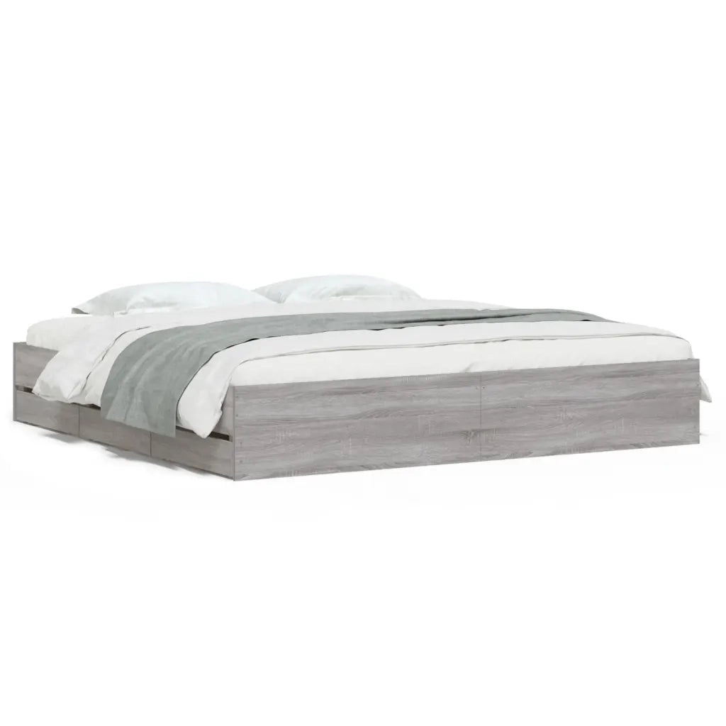 Giroletto Cassetti-Struttura Letto con contenitore Grigio Sonoma 180x200 cm Legno Multistrato 886590