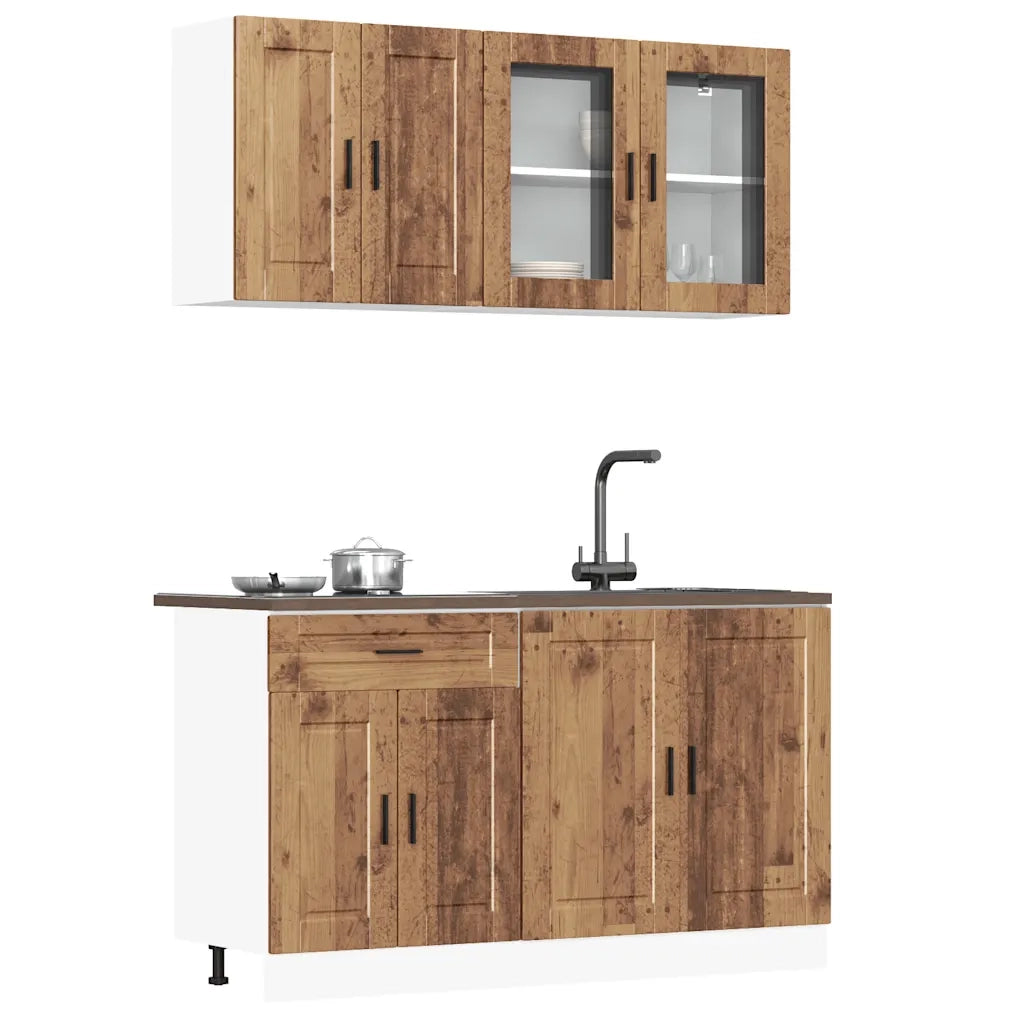 Set Mobili da Cucina 4 pz Kalmar Legno Vecchio in Truciolato