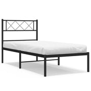 Letto singolo | Letto per adulti | Giroletto con Testiera Metallo Nero 100x200 cm