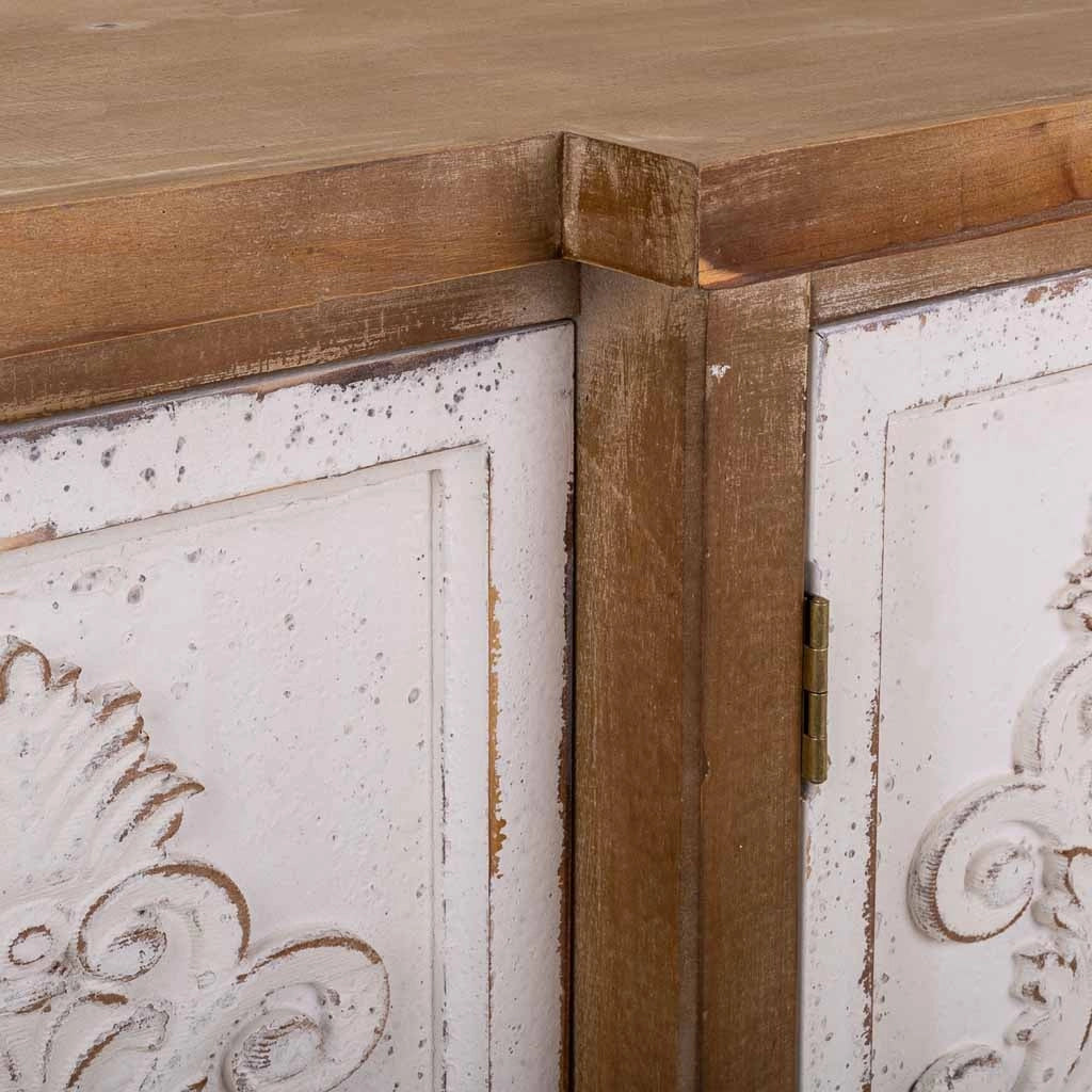 Credenza in legno intagliato marrone 154x35x87h
