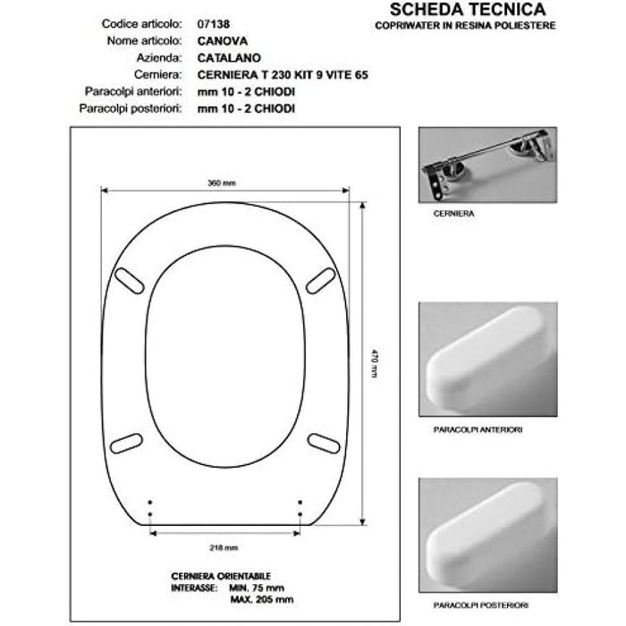 Copriwater catalano canova bianco cromo-sedile-asse wc