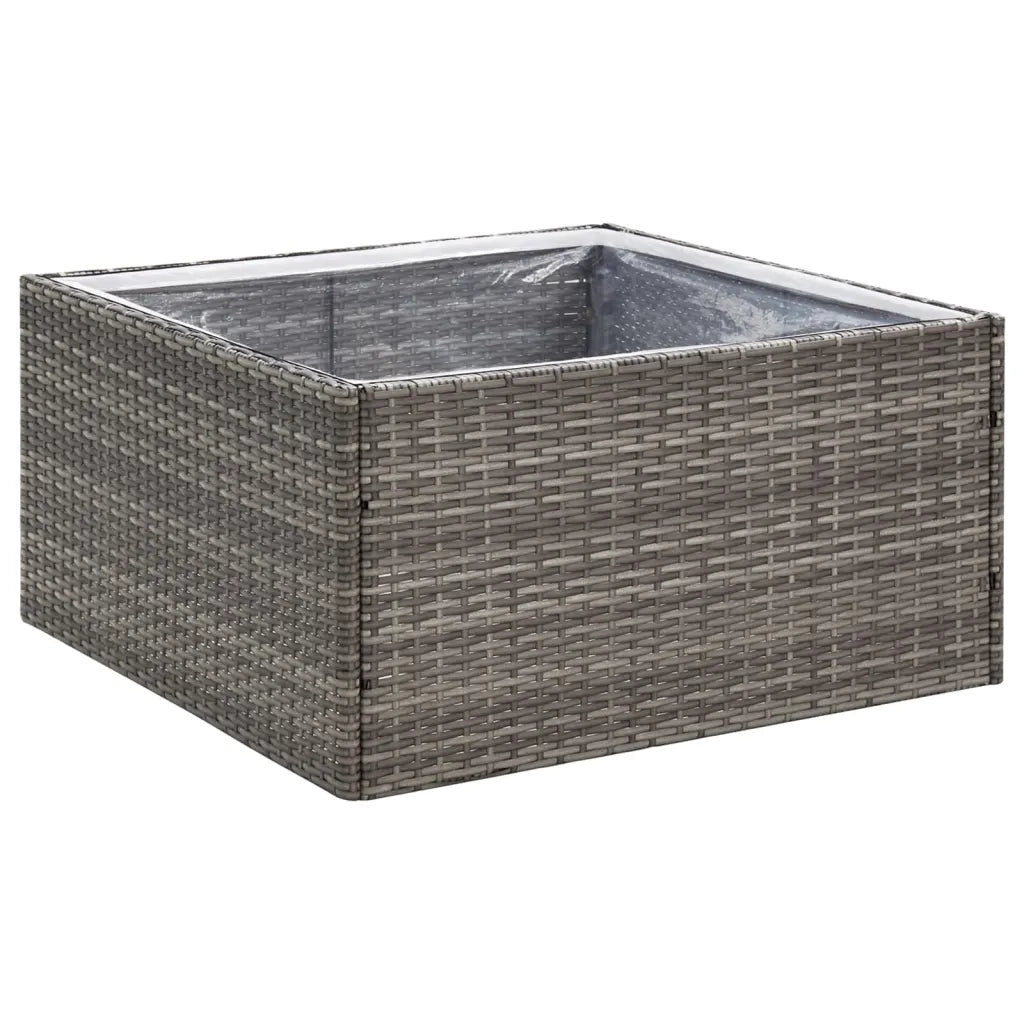 Fioriera | Cassetta per fiori | Vaso da Giardino Grigia 80x80x40 cm in Polyrattan