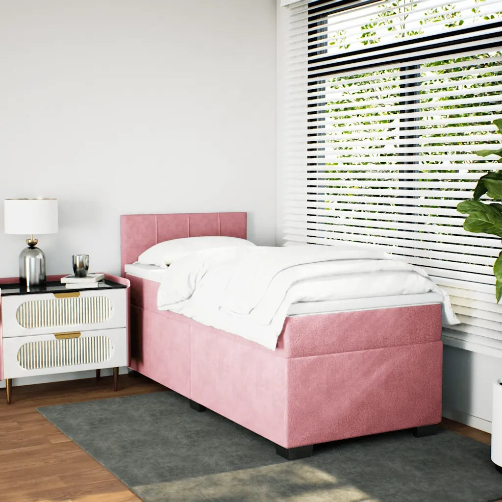 Giroletto a Molle con Materasso Rosa 90x190 cm in Velluto