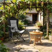 SEDIA PIEGHEVOLE DA ESTERNO CON PORTABICCHIERE 84x110x62 cm Nera