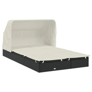Lettino prendisole chaise longue a 2 posti con tettuccio pieghevole 213 x 118 x 97 cm nero 02_0012190