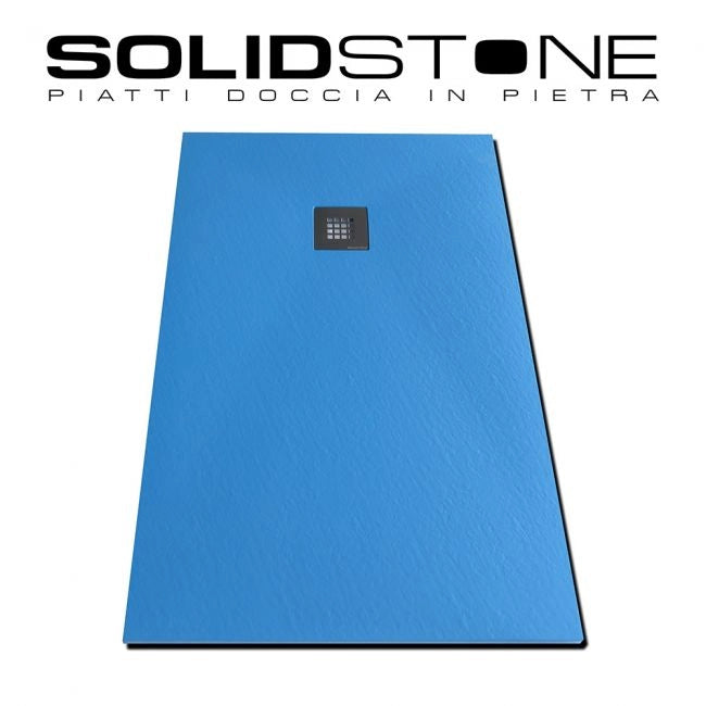 Piatto doccia in pietra SOLIDSTONE alto 2,8 cm - Blu Amalfi RAL 5012 - Misura: 80x100 x 2,8h