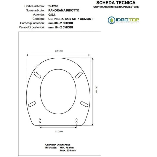 Copriwater g.s.i panorama ridotto bianco cerniera cromo-sedile-a