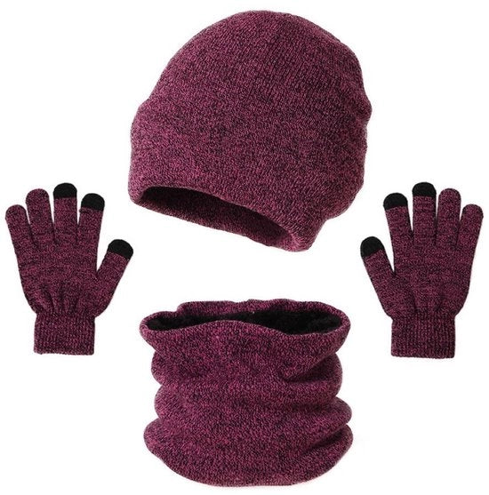 Set invernale - Cappuccio Guanti - Set a tre pezzi - Termo e Paraluce - Unisex - Fucsia