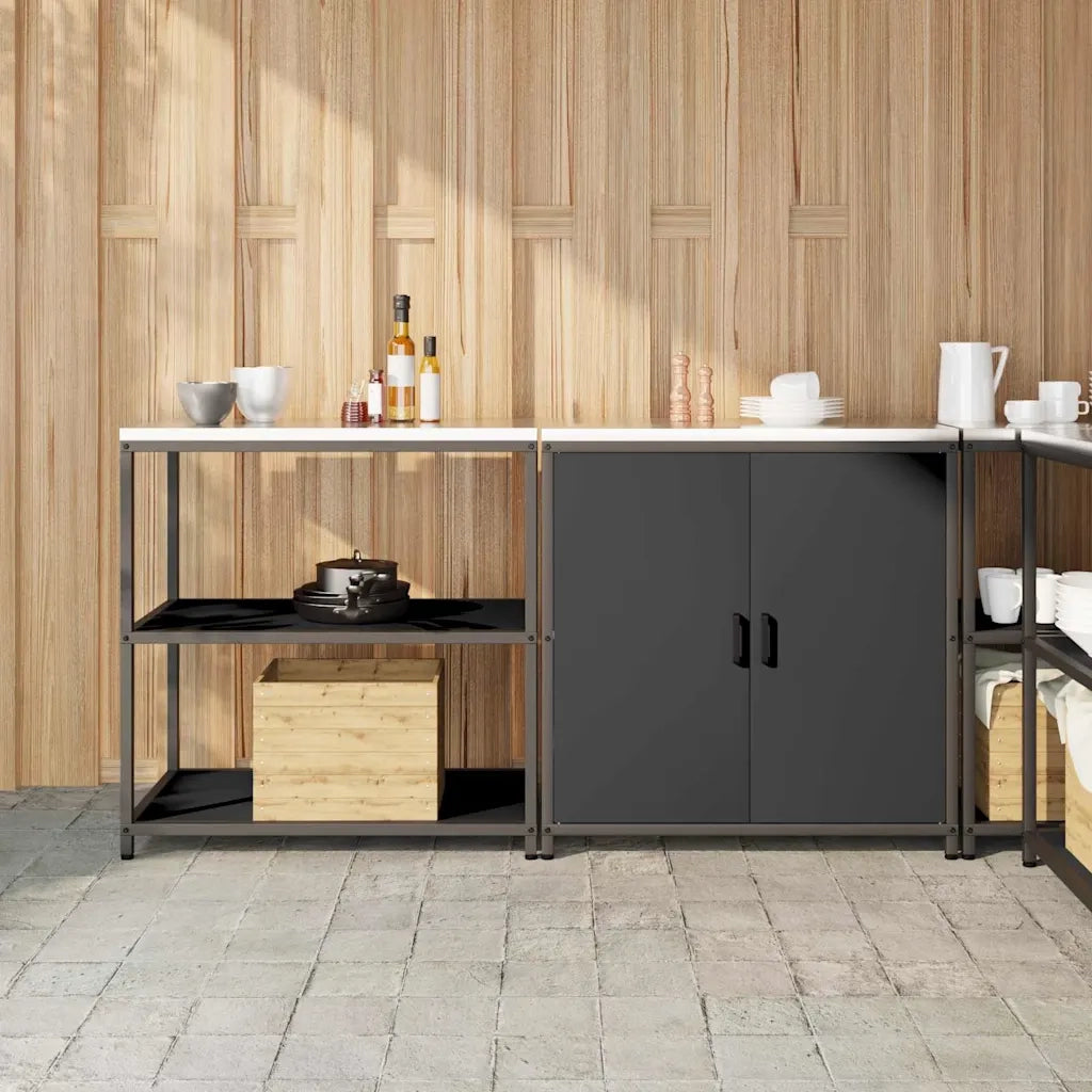 vidaXL Set di Stoccaggio per Cucina 2 pcs Nero 180 x 50 x 92 cm