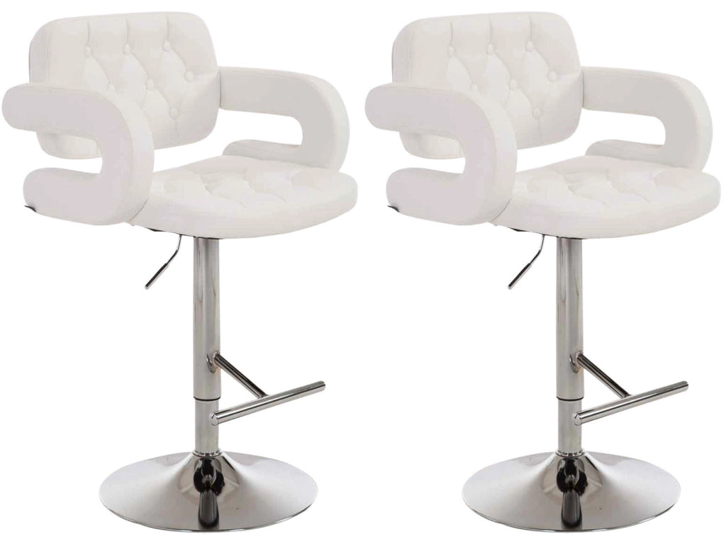 Set 2 Sgabelli Design Dublin In Similpelle bianco