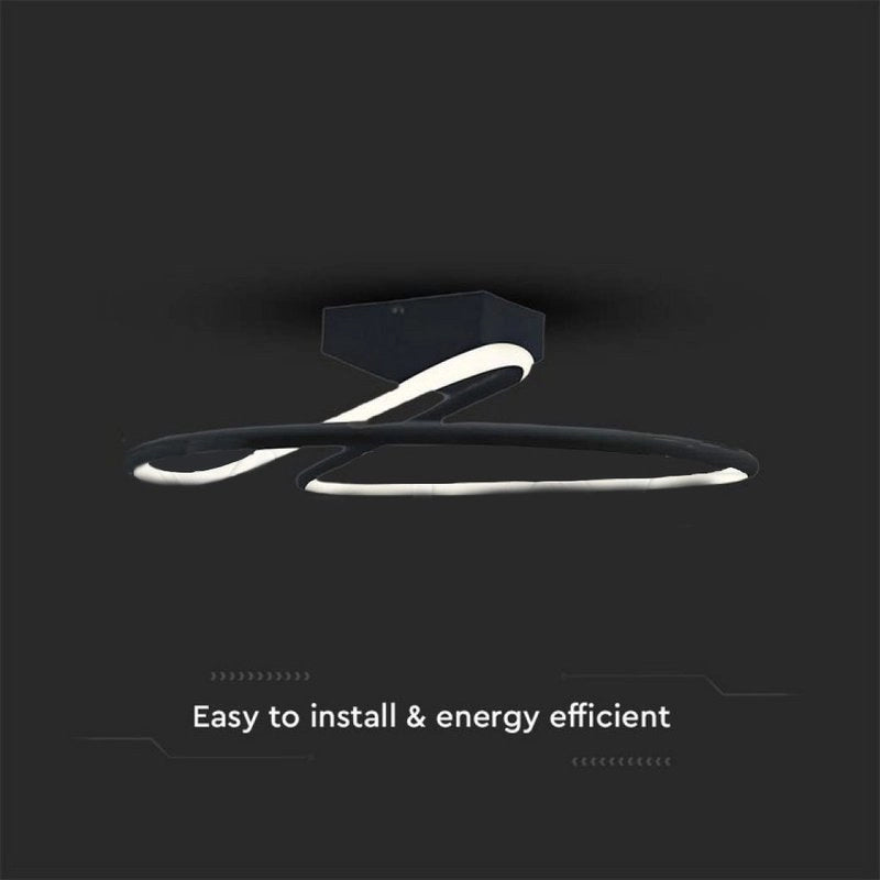 Plafoniera Lampadario LED 20W 2130LM Design Moderno Rotondo Spirale D250X130mm Colore Nero 4000K SKU-6926