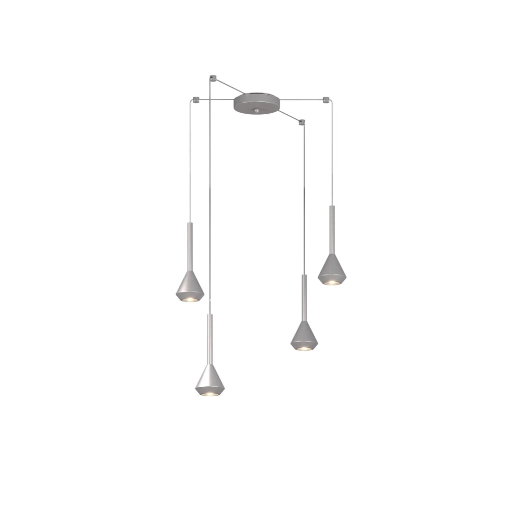 Lampadario Moderno Aygo Metallo Color Alluminio 4 Luci Gu10