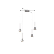 Lampadario Moderno Aygo Metallo Color Alluminio 4 Luci Gu10