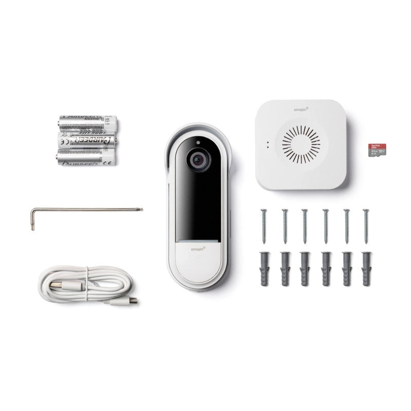 OMAJIN by Netatmo Campanello Intelligente 2K wireless. batteria. suoneria inclusa. rilevamento movimenti/persone. IP65. monitoraggio zone. audio bidirezionale. archiviazione SD/Cloud. OVD-01