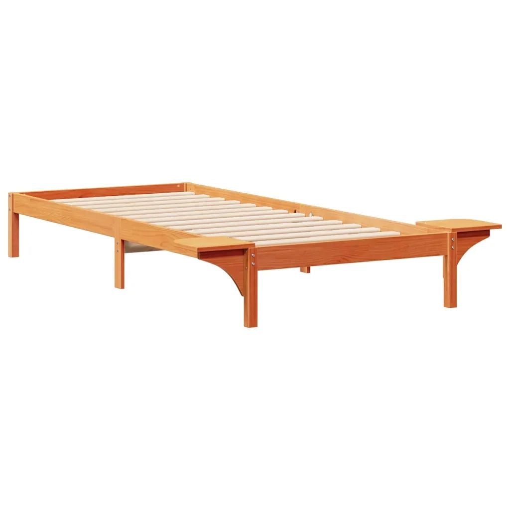 Letto con Tavolini Laterali Marrone cerato 100 x 210 cm