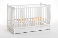 Letto culla bambini neonati con cassettone 124x82x71 Cm in legno di pino Ala colore Bianco