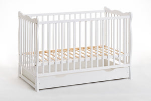 Letto culla bambini neonati con cassettone 124x82x71 Cm in legno di pino Ala colore Bianco
