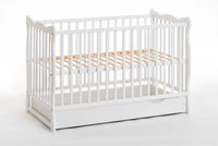 Letto culla bambini neonati con cassettone 124x82x71 Cm in legno di pino Ala colore Bianco