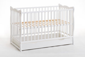 Letto culla bambini neonati con cassettone 124x82x71 Cm in legno di pino Ala colore Bianco