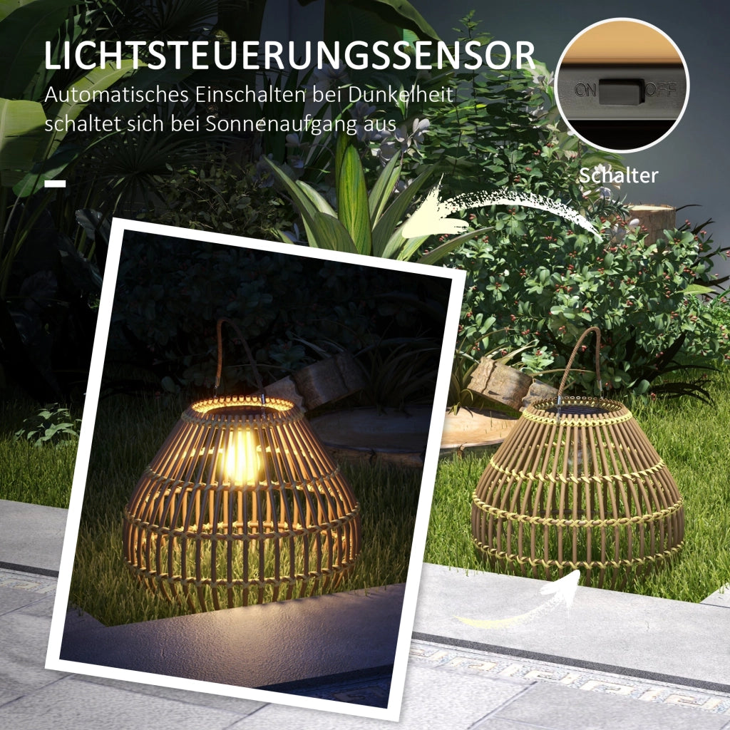Lampada Solare da Giardino in Rattan ¨C zephmum ¨C Giallo 31x31x32 cm