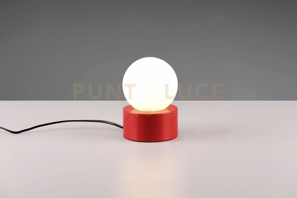 COUNTESS LAMPADA DA TAVOLO BASE IN METALLO ROSSA CON VETRO BIANCO ACCENSIONE TOUCH H. 17CM  1 LUCE ATTACCO E14