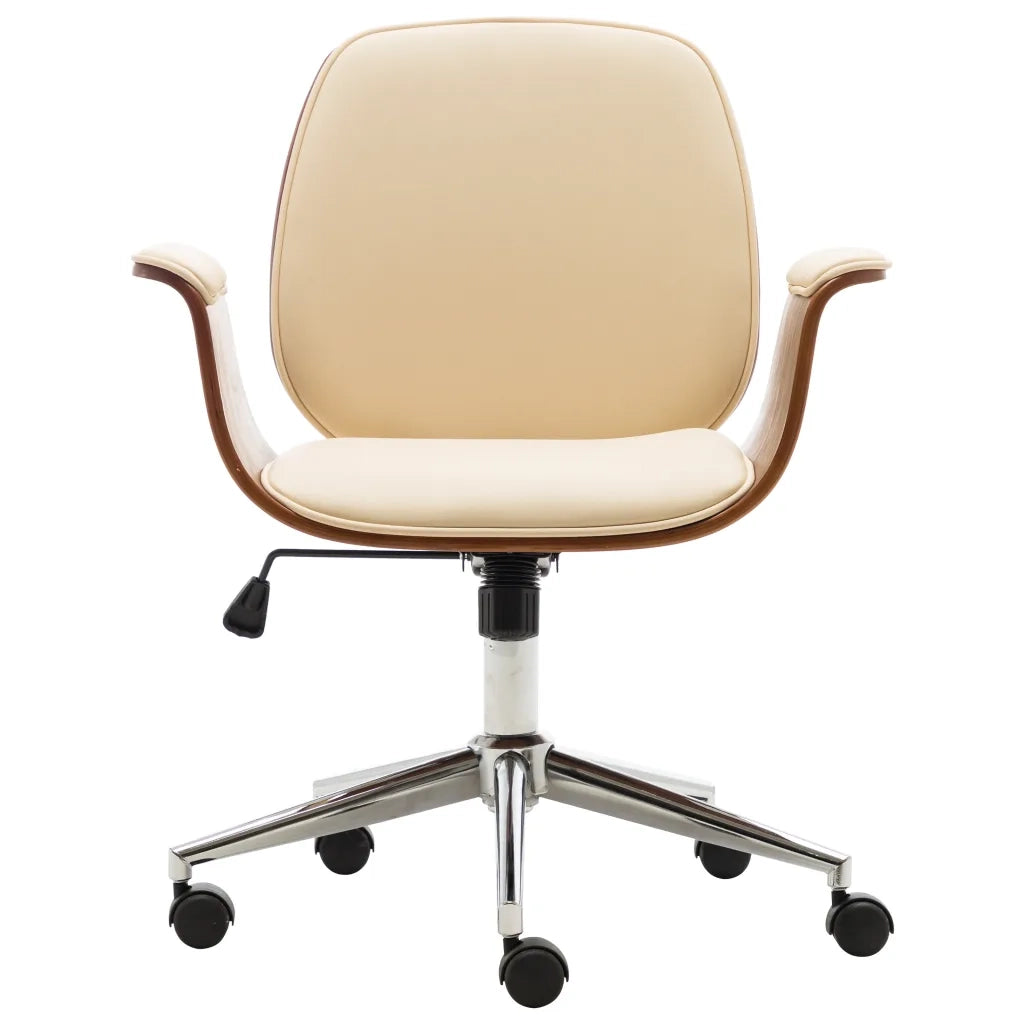 Sedia da Ufficio Crema in Legno Piegato e Similpelle cod mxl 55762