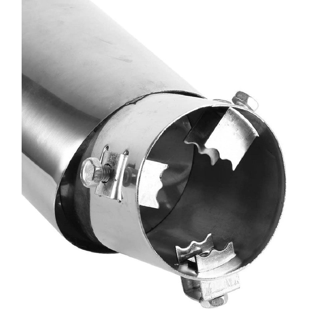Trade Shop - Terminale Di Scarico Marmitta Universale Posteriore 62mm In Acciaio Silenziatore -