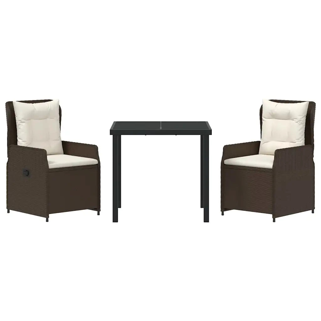 Set da Pranzo per Giardino 3 pcs Marrone polyrattan 3380946