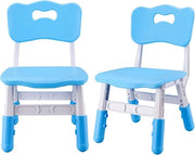 Sedie per bambini regolabili, 3 livelli di altezza, sedie durature per interni o esterni per bambini dai 2 ai 6 anni, sedie per bambini per asili nido, scuole e casa (2 sedie blu)