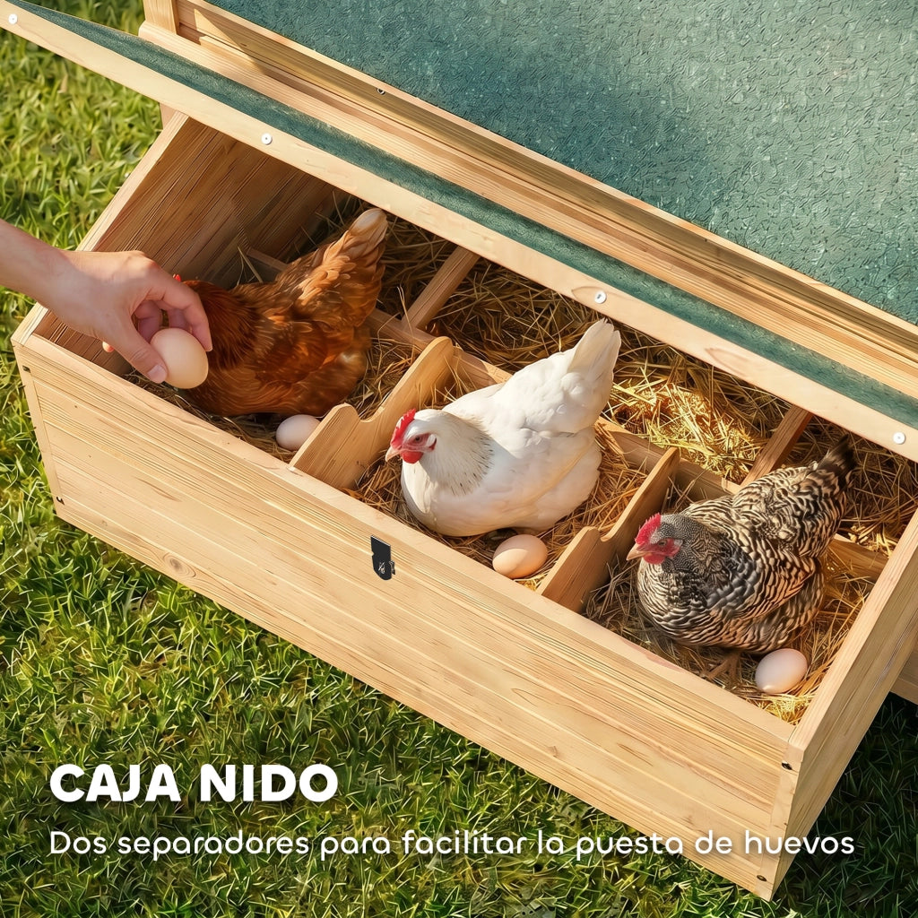 Pollaietto per Giardino in Legno con 2 Nidi ¨C Zephmum ¨C 150x100x96,5 cm Giallo