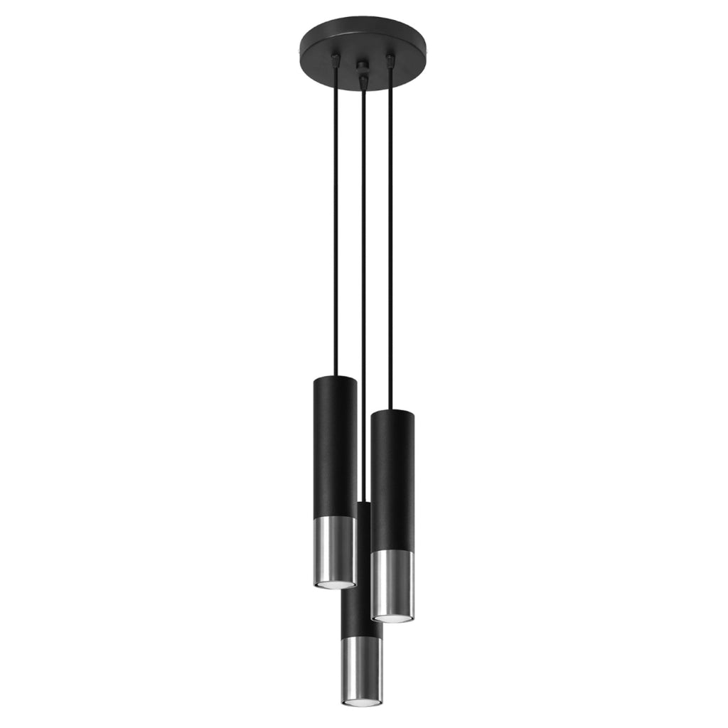 Lampadario Pure Lume SPIREXEZ 3 luci GU10 nero cromo