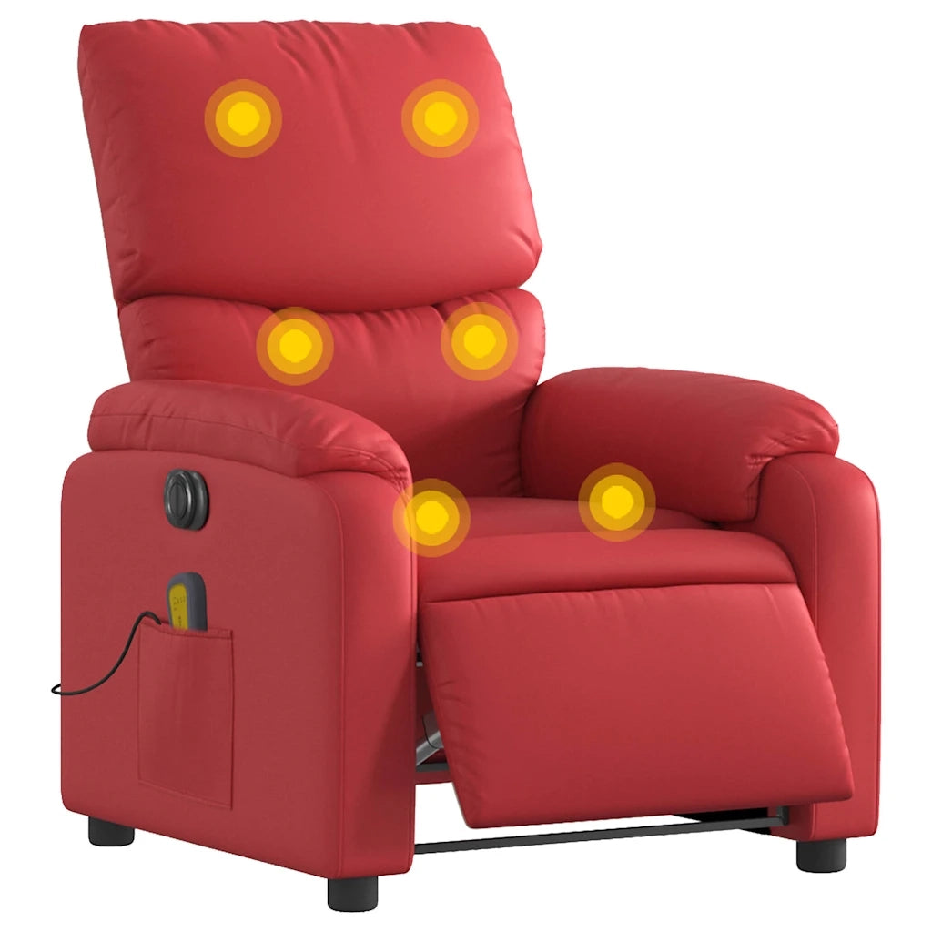Divano Sedia-Poltrona Massaggio Elettrica Reclinabile Rosso Similpelle 717987