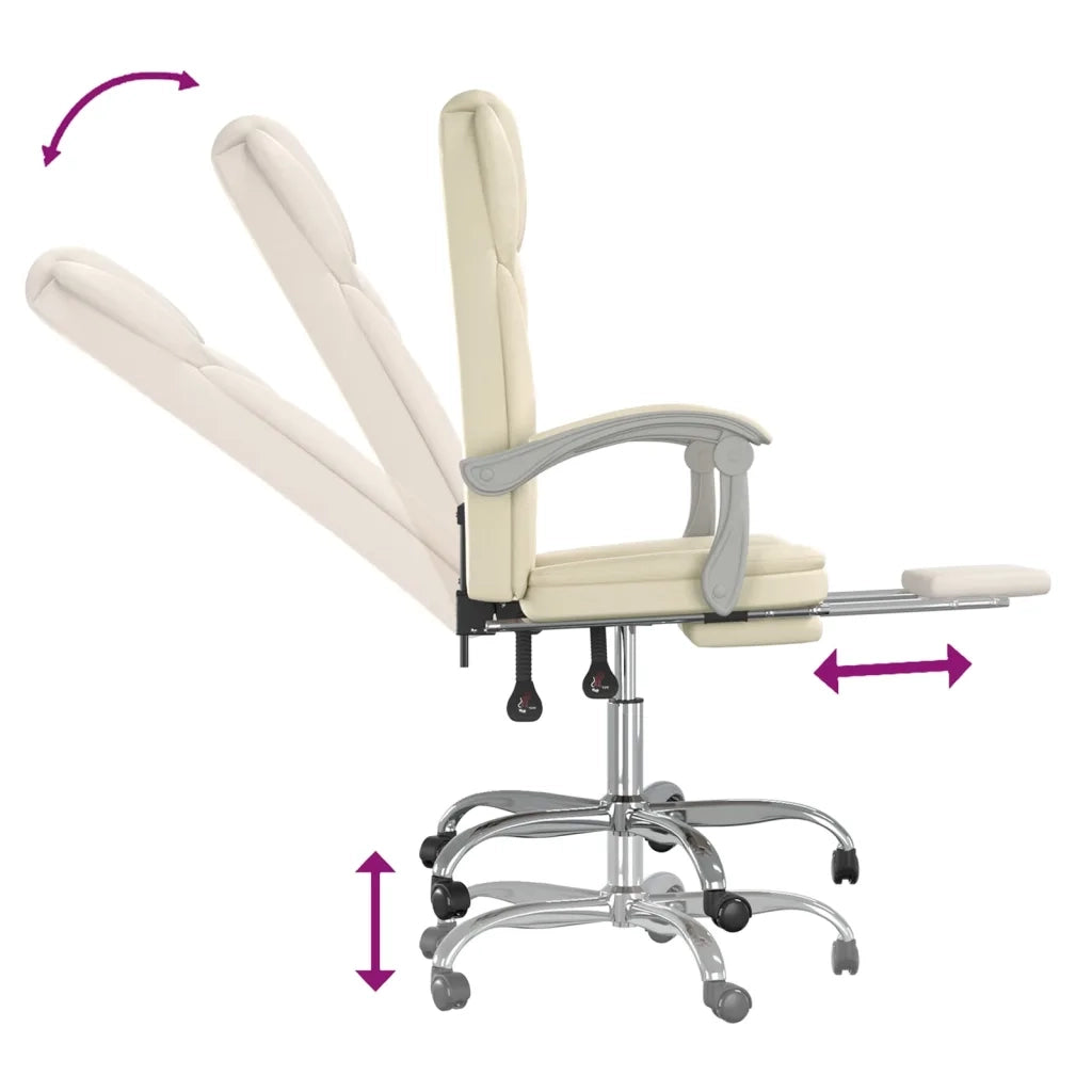 Poltrona | Sedia Relax da Ufficio Reclinabile Crema in Similpelle