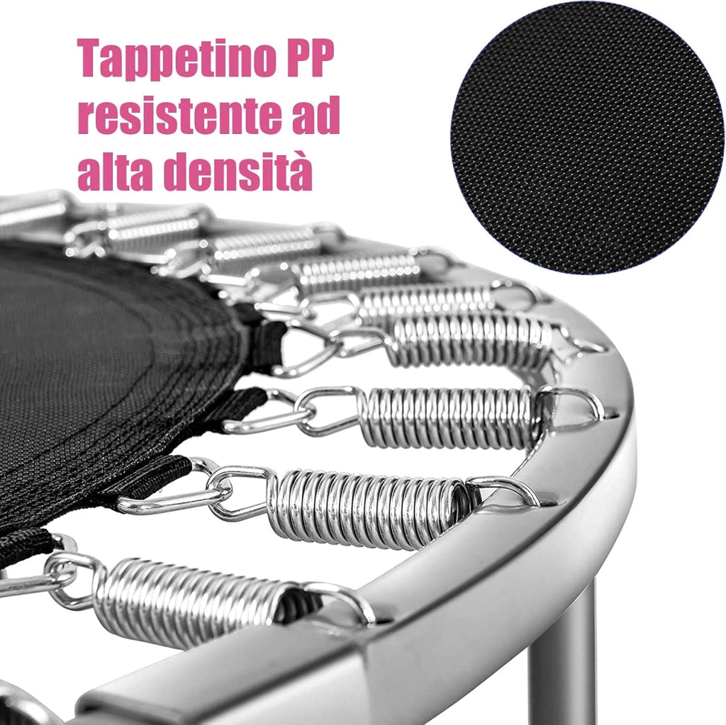 Trampolino Elastico Pieghevole, Tappeto Elastico da Interno con 32 Molle e 6 Gambe e Cuscinetti Antiscivolo, Capacità di Carico 150 kg