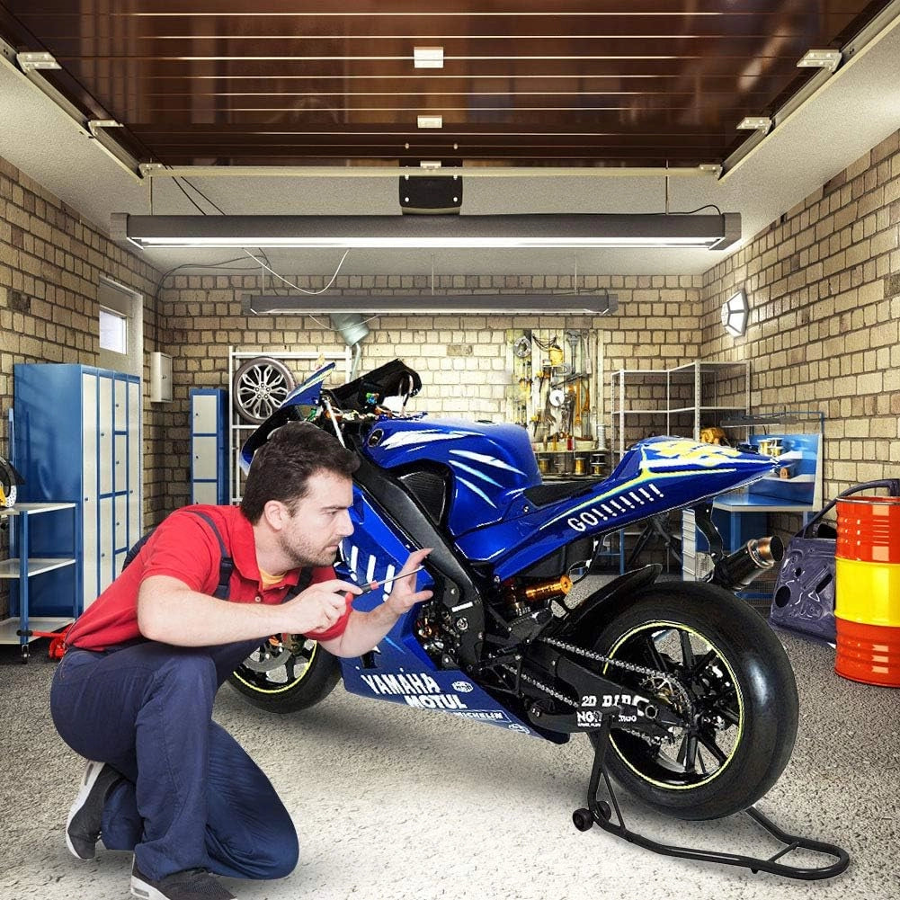 Cavalletto per Moto, Cavalletto Posteriore Moto Universale, Regolabile in Larghezza(nero)