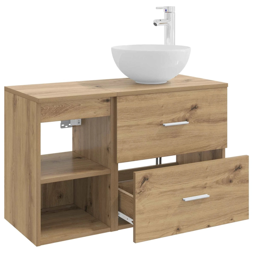 Set di mobili per il bagno 2 pz Rovere Artigianale 3403879