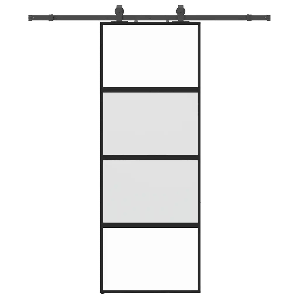Porta Scorrevole Set Ferramenta Nera 76x205 cm Vetro Temperato