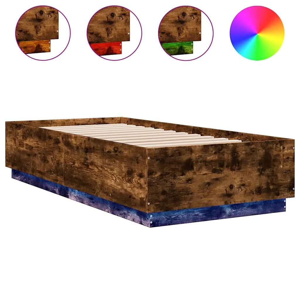Giroletto con Luci LED Rovere Fumo 100x200 cm Legno Multistrato 3209629